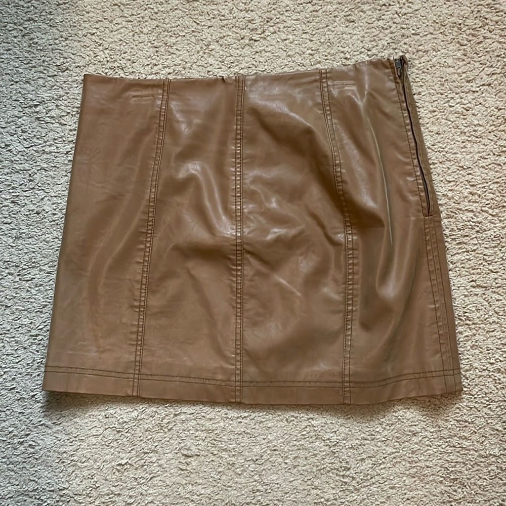 Free people brown faux leather skirt